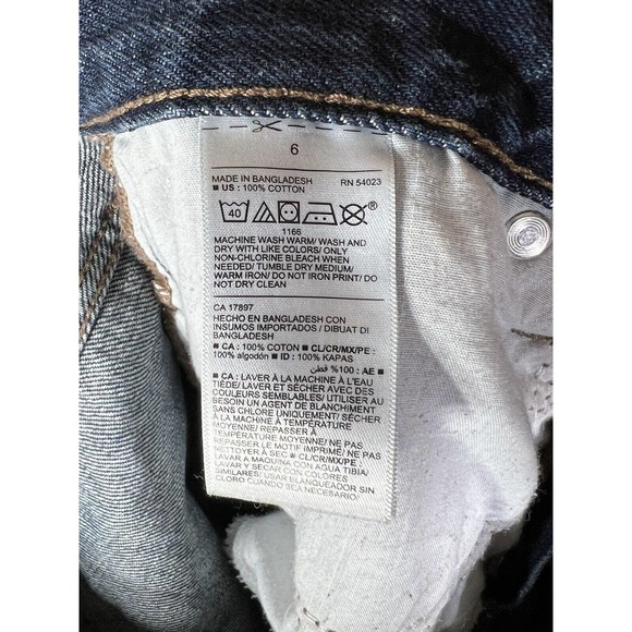 Old Navy High Rise Slouchy Straight Button Fly Crop Jeans Womens Size 6 Blue - Picture 4 of 16